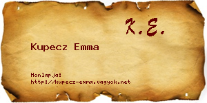 Kupecz Emma névjegykártya